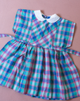 Colorful plaid dress with embroidered collar | 9-12 months
