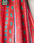 Red printed dress with wide collar | Spanish Deadstock | 5-6 years
