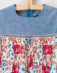 Denim dress with floral patches | French deadstock from the 70s | 13-14 years