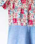 Denim dress with floral patches | French deadstock from the 70s | 13-14 years