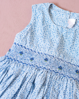 Light blue floral dress with flower embroidery | 9-12 months