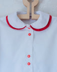 חולצה לבנה עם צווארון לבן אדום ופפיונים | 3-4 שנים