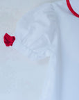 חולצה לבנה עם צווארון לבן אדום ופפיונים | 3-4 שנים