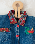 Denim shirt with fruits | 2-3 years