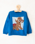 סוודר צמר כחול עם חתול | 5-6 שנים