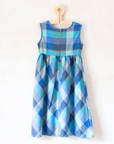 Plaid dress with tree embroidery | French deadstock from the 70s | 7-8 years