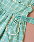 Turquoise plaid dress with ruffle | Deadstock from the 60s | 3-4 years