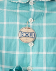 Turquoise plaid dress with ruffle | Deadstock from the 60s | 3-4 years