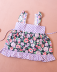 Romantic tunic with lace flowers and plaid | 9-18 months