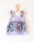Romantic tunic with lace flowers and plaid | 9-18 months