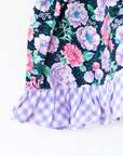 Romantic tunic with lace flowers and plaid | 9-18 months