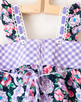 Romantic tunic with lace flowers and plaid | 9-18 months