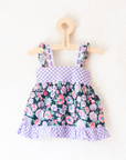 Romantic tunic with lace flowers and plaid | 9-18 months