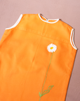 Orange dress with white flower embroidery | 12-18 months