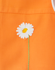 Orange dress with white flower embroidery | 12-18 months