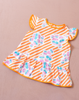 Orange tunic with stripes and mushrooms | 6-9 months