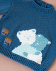 סוודר צמר כחול עם דובים מתחבקים | 12-18 חודשים