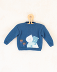 סוודר צמר כחול עם דובים מתחבקים | 12-18 חודשים