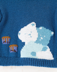 סוודר צמר כחול עם דובים מתחבקים | 12-18 חודשים