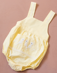 Yellow romper with three birds embroidery | French dead stock | 18-24 months