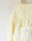 Yellow romper with three birds embroidery | French dead stock | 18-24 months