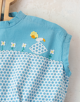 50s French Polka Dot Dress with Floral Embroidery and Girl | 3-4 Years