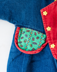 Denim overalls with 80s patches | 6-9 months