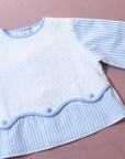 חולצת פסים ארוכה בשילוב בד מגבת | 3-6 חודשים