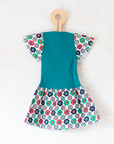 Green dress with flowers | Spanish deadstock from the 70s | 6-9 months
