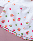 White shirt with colorful floral embroidery | 0-3 months