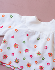 White shirt with colorful floral embroidery | 0-3 months