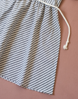 Grey striped dress with rope belt | French deadstock | 8-9 years