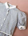 Grey striped dress with rope belt | French deadstock | 8-9 years