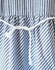 Grey striped dress with rope belt | French deadstock | 8-9 years