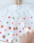 White shirt with colorful floral embroidery | 0-3 months