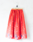 Red midi skirt with sailboats, kites and birds | 10-12 years