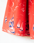 Red midi skirt with sailboats, kites and birds | 10-12 years