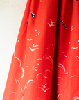 Red midi skirt with sailboats, kites and birds | 10-12 years