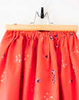 Red midi skirt with sailboats, kites and birds | 10-12 years