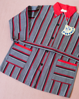 Striped shirt with red collar | French deadstock from the seventies | 6-7 years