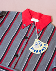Striped shirt with red collar | French deadstock from the seventies | 6-7 years