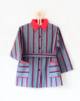 Striped shirt with red collar | French deadstock from the seventies | 6-7 years