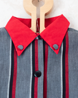 Striped shirt with red collar | French deadstock from the seventies | 6-7 years