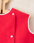 Red tunic/dress with dog and street lamp girl embroidery | 9-12 months