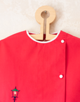 Red tunic/dress with dog and street lamp girl embroidery | 9-12 months