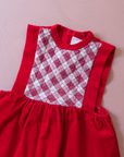 שמלת קורדרוי אדומה עם משבצות | 6-7 שנים