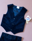 Vest and pants set from France in blue corduroy | 5-6 years