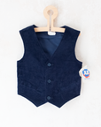 Vest and pants set from France in blue corduroy | 5-6 years