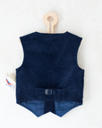 Vest and pants set from France in blue corduroy | 5-6 years