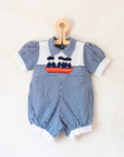 Striped and navy overalls | 6-9 months